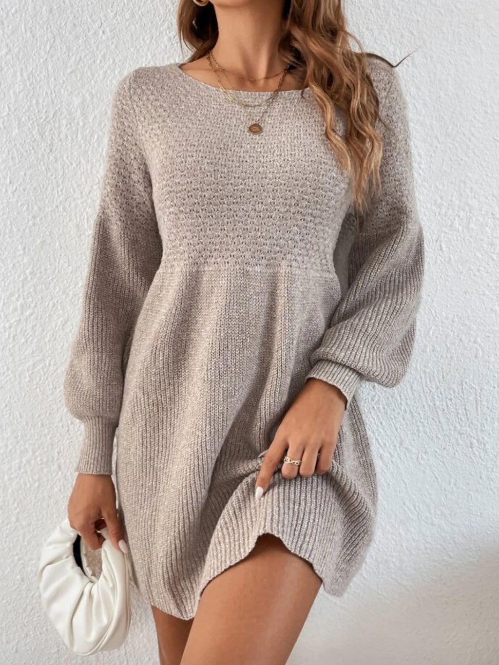 Mini Dress Round Collar