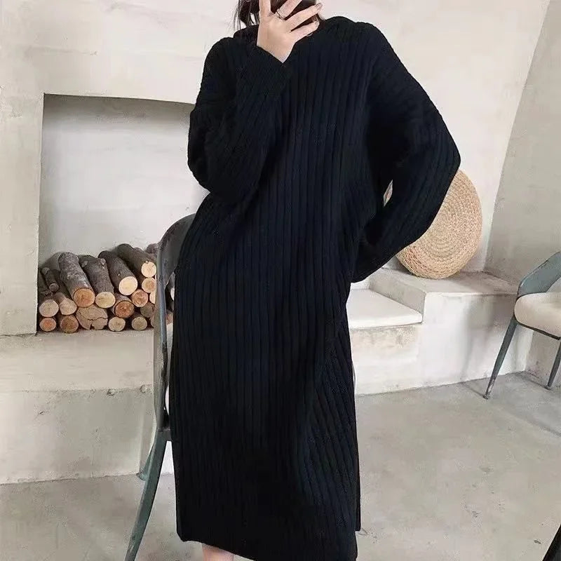 Women Hooded Knit Long
